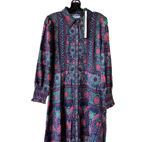 Dalia MacPhee womens Belted Long Maxi Dress size Medium (4-6) Navy & Red Floral - Picture 5 of 9